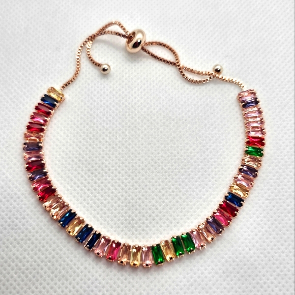 Zirconia Tennis Bracelet Rose Gold Chain - Picture 3 of 5